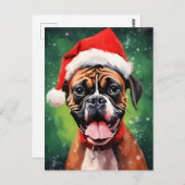 Carte Postale Boxer allemand peinture de Noël (Devant / Derrière)
