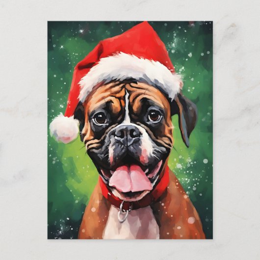Carte Postale Boxer allemand peinture de Noël (Devant)