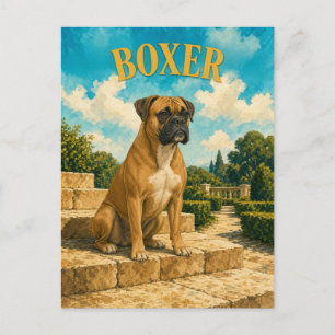 Carte Postale Boxer, Art Chien Aquarelle Vintage