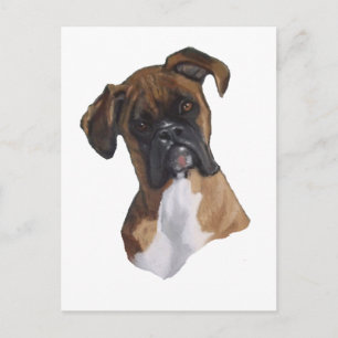 Carte Postale Boxer : Chien : Pastel à l'huile : Illustration de
