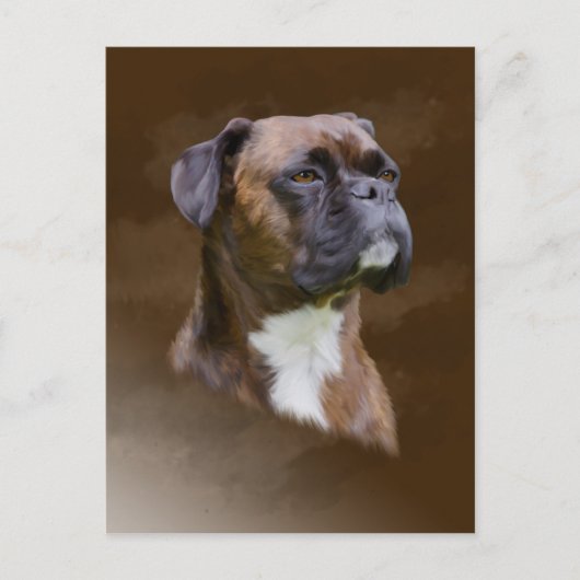 Carte Postale Boxer Peinture à l'huile de chien Portrait d'art (Devant)