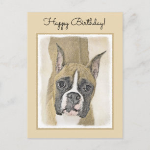 Carte Postale Boxer Peinture - Cute Original Chien Art