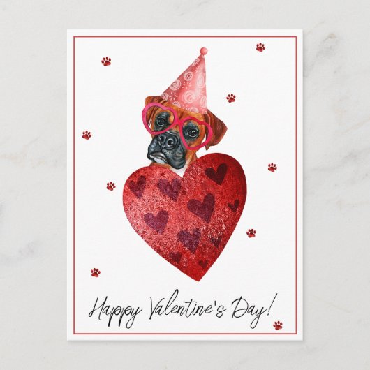 Carte Postale Boxer Valentine's Day Cadeau chien (Devant)