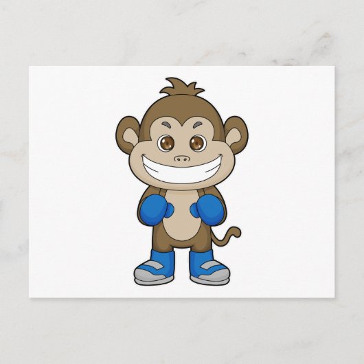 Carte Postale Boxeur de boxe de singe Gants de boxe (Devant)