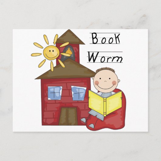 Carte Postale Boy Book Worm Tshirts et cadeaux (Devant)