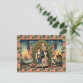 Carte Postale Boy Firecracker Fireworks US Drapeau (Debout devant)