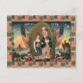 Carte Postale Boy Firecracker Fireworks US Drapeau (Devant)