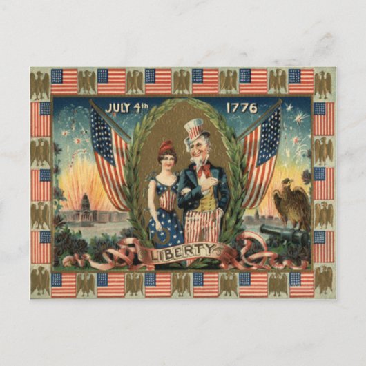 Carte Postale Boy Firecracker Fireworks US Drapeau (Devant)