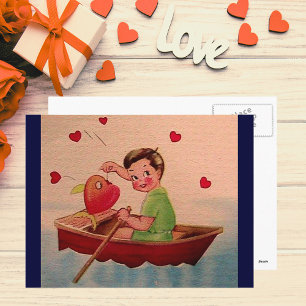 Carte Postale Boy Holding Heart in Boat