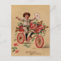 Boy Mail Pink Flower Bicycle Anniversaire