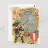Carte Postale Boy US Flag Fireworks 4 juillet (Devant / Derrière)