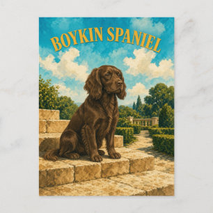 Carte Postale Boykin Spaniel, Art d'illustration canine à l'aqua