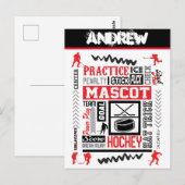 Carte Postale Boys Hockey Terminologie Personnalisée (Devant / Derrière)