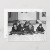 Carte Postale Boys Sledding, 1936 (Devant / Derrière)