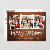Carte Postale Bracelet en bois rustique 3 Photo Étoile de Noël (Devant / Derrière)