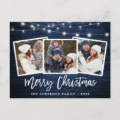 Carte Postale Bracelet Script Bleu Bois Lumières 3 Photo Noël (Devant)