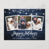Carte Postale Bracelet Script Blue Wood Lights Holiday 3 Photo (Devant)