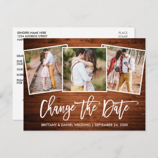 Carte Postale Bracelet Script Bois Changer La Date Nouvelle Date (Devant / Derrière)