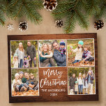 Carte Postale Bracelet Script Bois Famille de Noël 5 Photo<br><div class="desc">Brosse moderne Script Joyeux Noël Famille 4 Photo Carte postale - Rustique Pays Bois Imprimer</div>