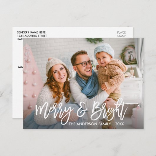 Carte Postale Bracelet Script Joyeux et brillant famille photo v (Devant / Derrière)