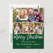 Carte Postale Bracelet Script Joyeux Noël 4 Photo Vert (Devant / Derrière)