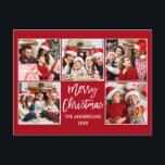 Carte Postale Bracelet Script Joyeux Noël Famille 5 Photo Rouge<br><div class="desc">Script moderne Bracelet Joyeux Noël Famille 4 Photo Carte postale - Rouge</div>