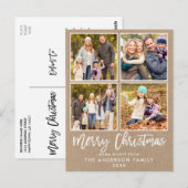 Carte Postale Bracelet Script Kraft Famille 4 Photo Noël (Devant / Derrière)