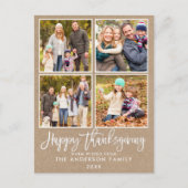 Carte Postale Bracelet Script Kraft Famille 4 Photo Thanksgiving (Devant)
