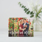 Carte Postale Bracelet Script Marié & Joyeux Photo Noël (Debout devant)