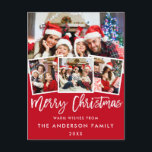 Carte Postale Bracelet Script Star Joyeux Noël 4 Photo Rouge<br><div class="desc">Brosse Script Star Merry Christmas Red Postcard - 4 Photos</div>