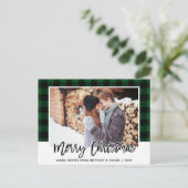Carte Postale Bracelet Script Vert Plaid Couple photo Noël (Debout devant)