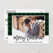 Carte Postale Bracelet Script Vert Plaid Couple photo Noël (Devant / Derrière)
