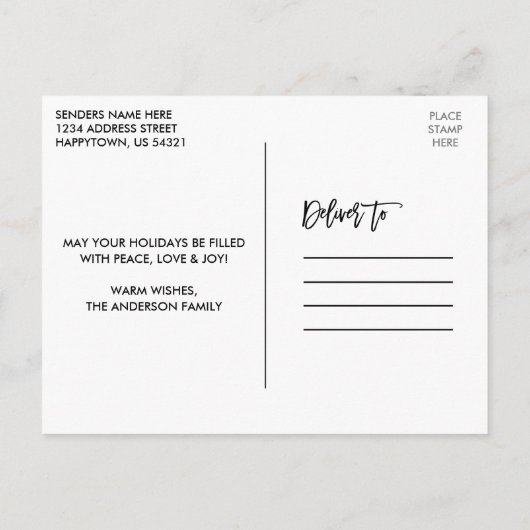 Carte Postale Bracelet Script Vert Premier Noël Nouveau Camion (Dos)