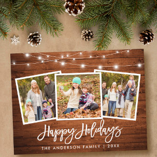 Carte Postale Bracelet Script Wood Lights 3 Photo Family Holiday