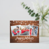 Carte Postale Bracelet Script Wood Lights Holiday 3 Photo (Debout devant)