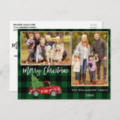 Carte Postale Bracelet vert plaid Script Camion 2 Photo Noël (Devant / Derrière)