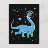 Carte Postale Brachiosaurus Bleu Dinos Dans L'Espace (Devant)