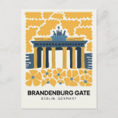Carte Postale Bradenburg Gate Berlin Voyage abstrait art floral (Devant)