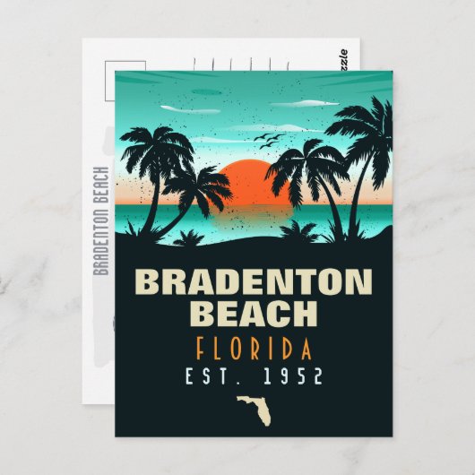 Carte Postale Bradenton Beach Florida Retro Sunset Souvenirs (Devant / Derrière)