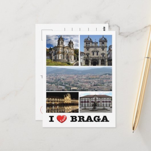Carte Postale Braga - J'aime - Portugal - (Devant/Arrière en situation)