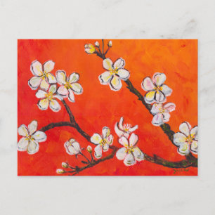Carte Postale Branche à fleurs blanches dans l'impression de toi