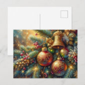 Carte Postale Branche avec décoration de Noël (Devant / Derrière)