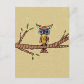 Carte Postale Branche de chouette colorée (Devant)