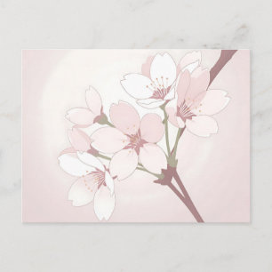 Carte Postale Branche de fleurs de cerisier minimaliste japonais