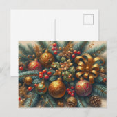 Carte Postale Branche de Noël avec balles rouges (Devant / Derrière)