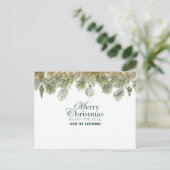 Carte Postale Branche de pin vert avec ornements de noël (Debout devant)
