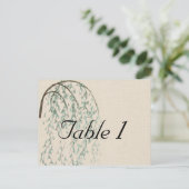 Carte Postale Branche de Willow sur Linen Mariage Numéro de tabl (Debout devant)