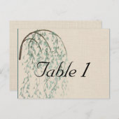 Carte Postale Branche de Willow sur Linen Mariage Numéro de tabl (Devant / Derrière)