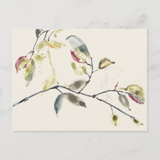 Carte Postale Branche feuille aquarelle (Devant)