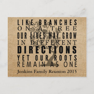 Carte Postale Branches Burlap Arbre Famille Réunion Invitation